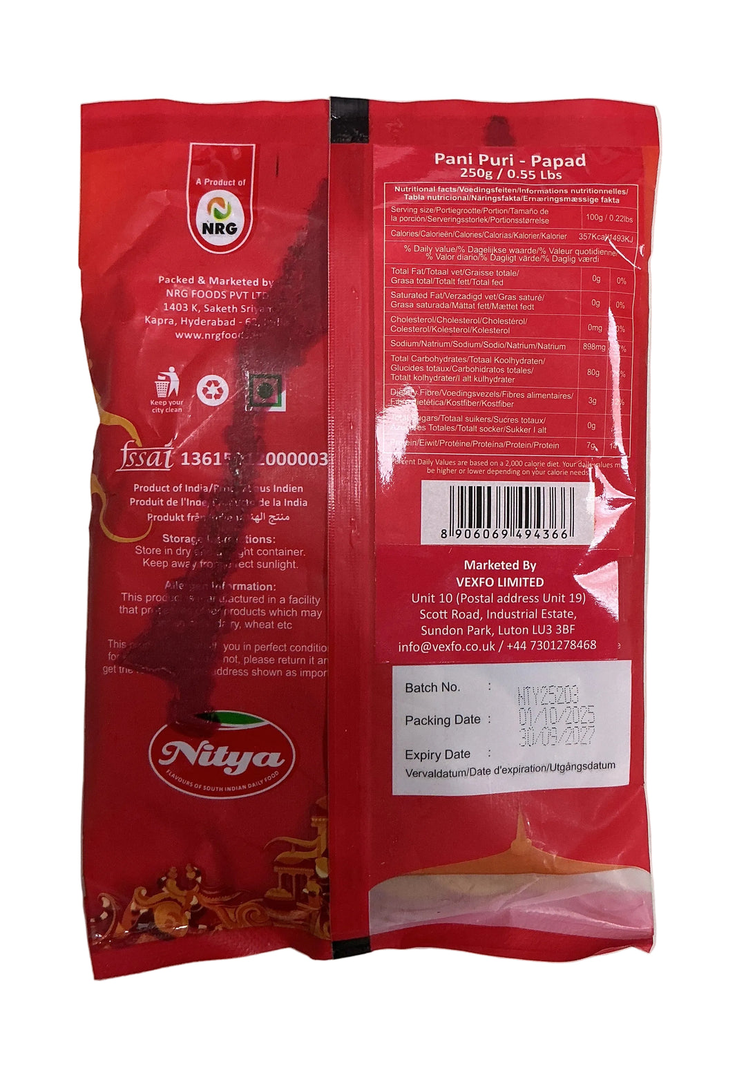 Nitya Pani Puri Papad 250g