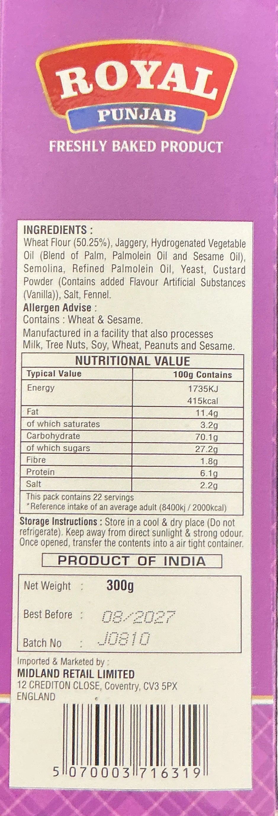 Royal Punjab Handmade Rusk Gur 300g