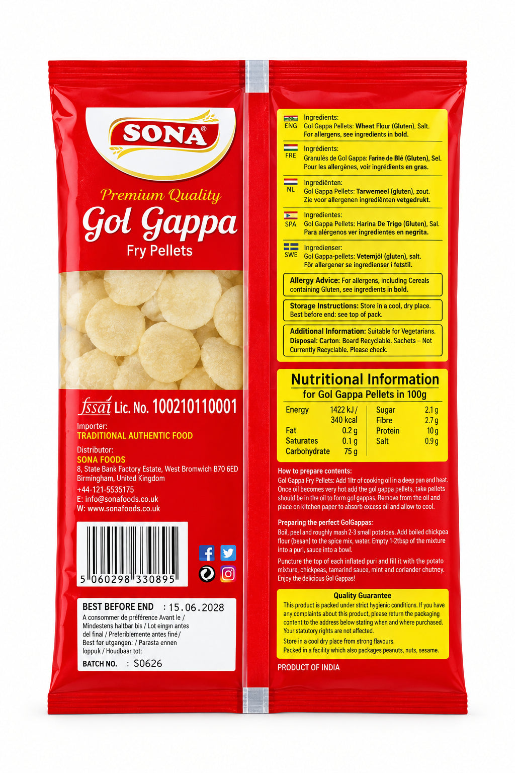 Sona Golgappa Fry Pallets 240g