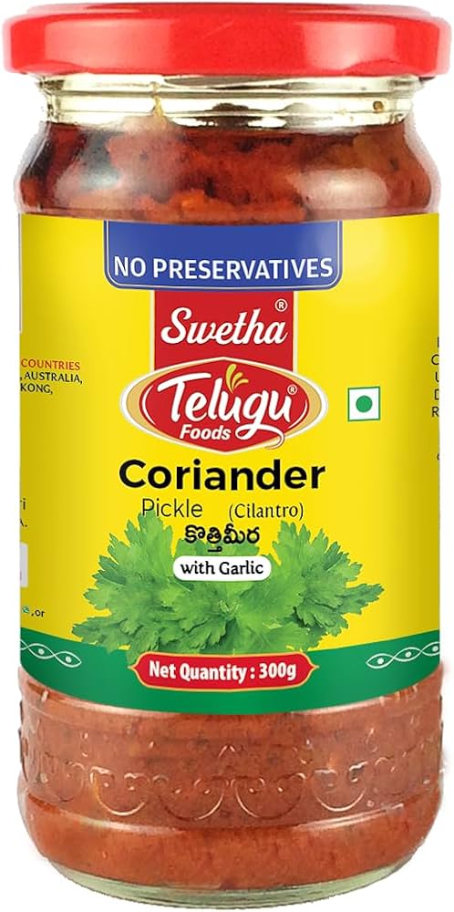 Telugu Foods Pickle Coriander with Garlic 300g