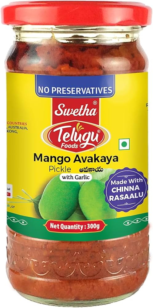 Telugu Foods Pickle Mango Avakaya with Garlic 300g