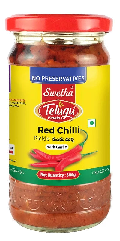 Telugu Foods Pickle Red Chilli with Garlic 300g
