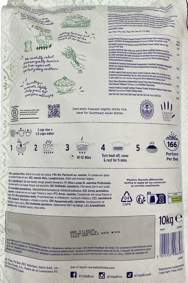 Tilda Rice Jasmine Thai Hom Mali Fragrant 10kg