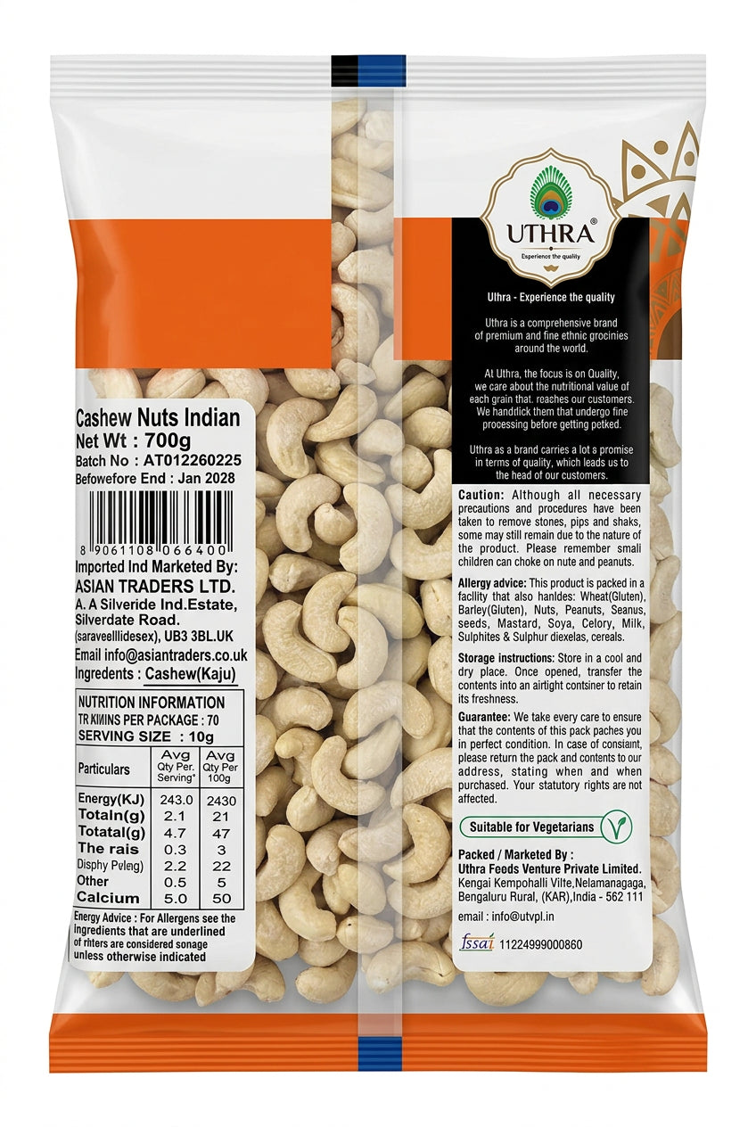 Uthra Cashew Nuts Indian 700g