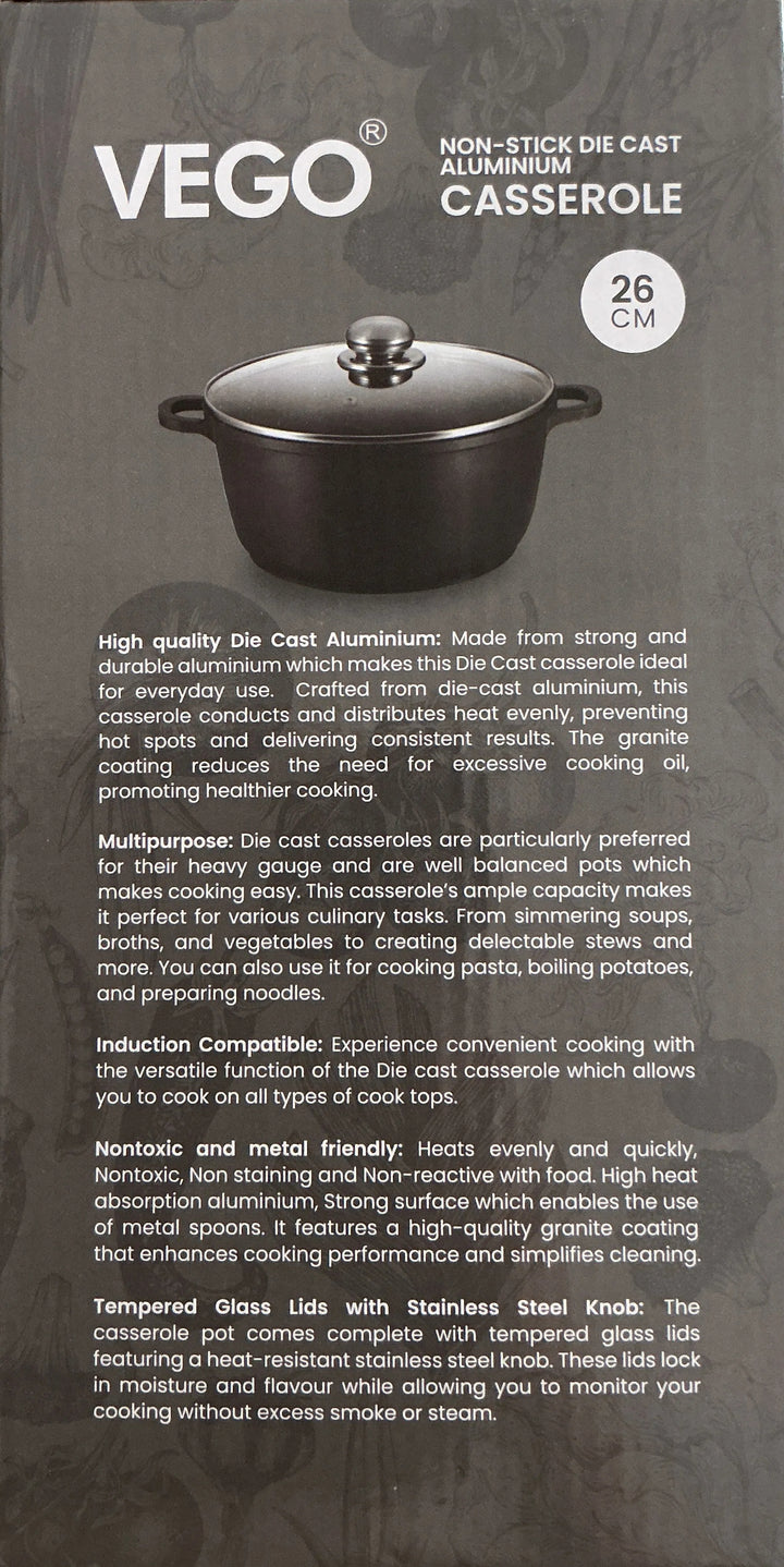 Vego Non Stick Die Cast Aluminium Casserole 26cm