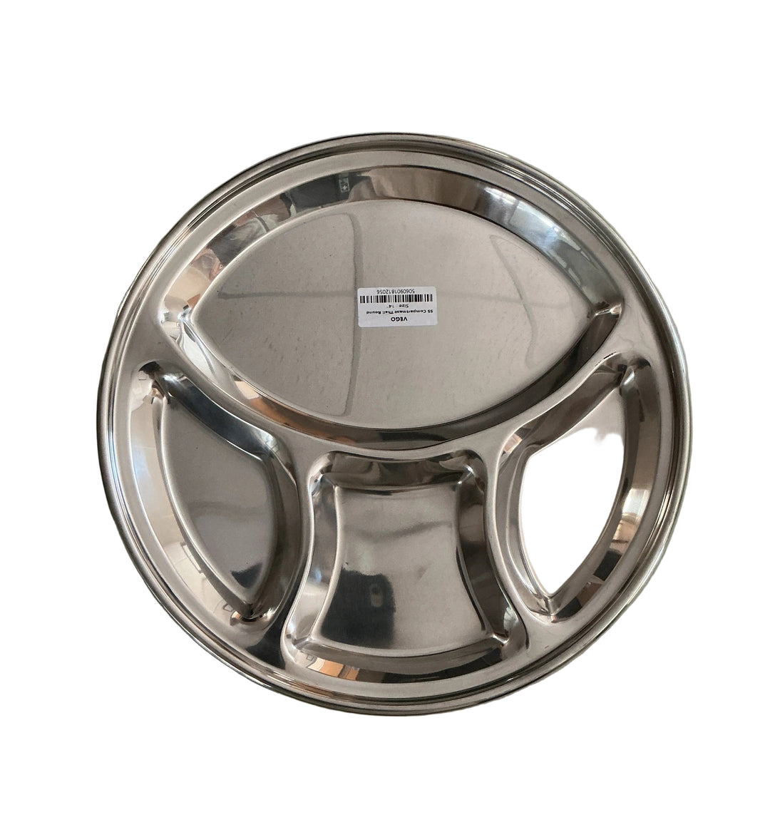 Vego Stainless Steel 4 Compartment Thali Round 14 inch