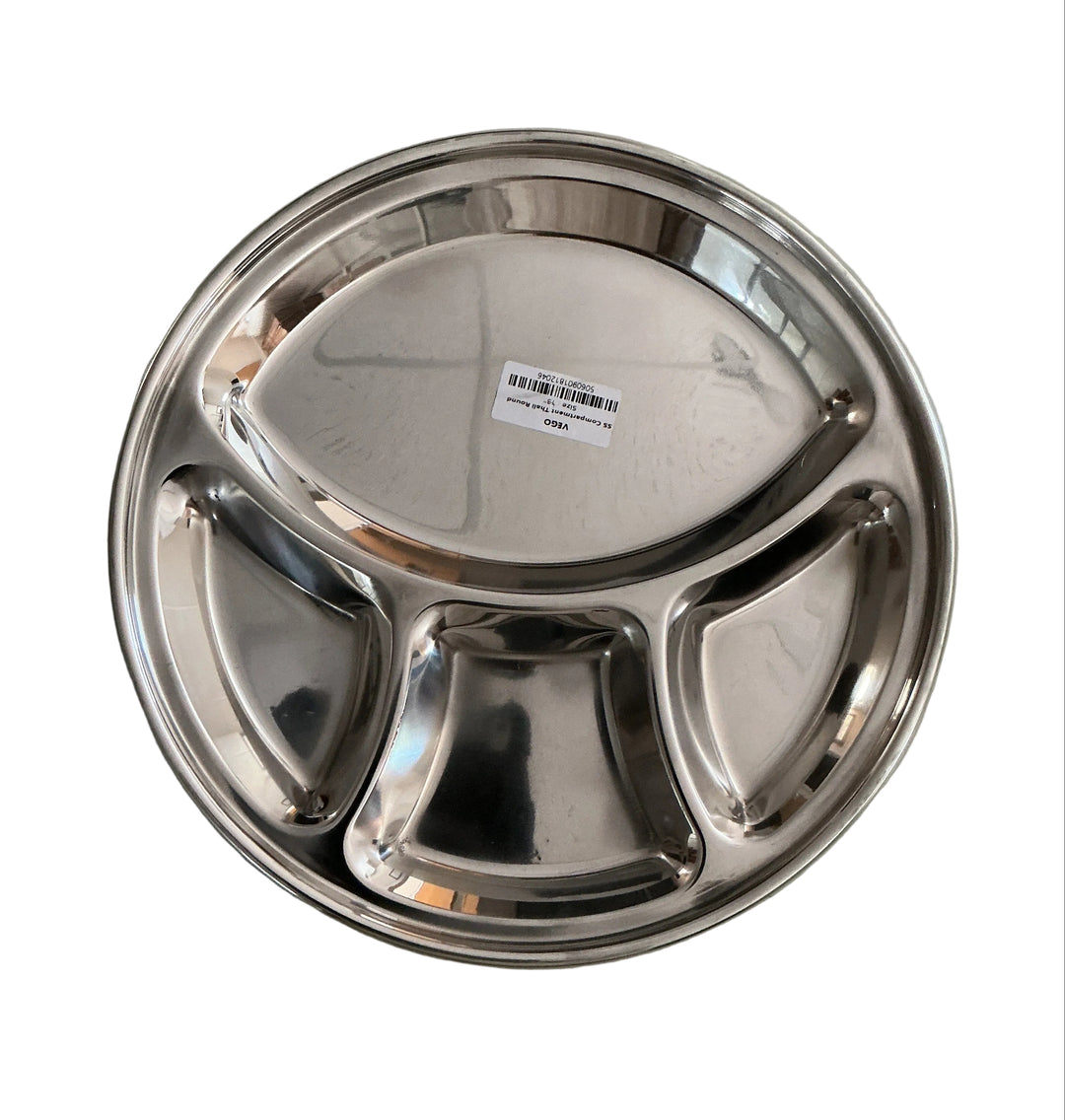 Vego Stainless Steel Compartment Thali Round 13inch