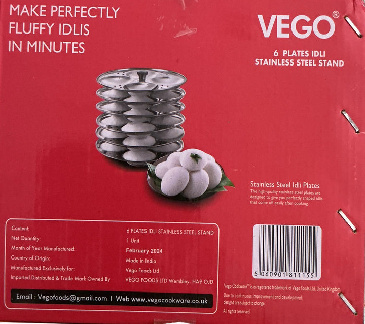 Vego Stainless Steel Idli Stand 6 Plates