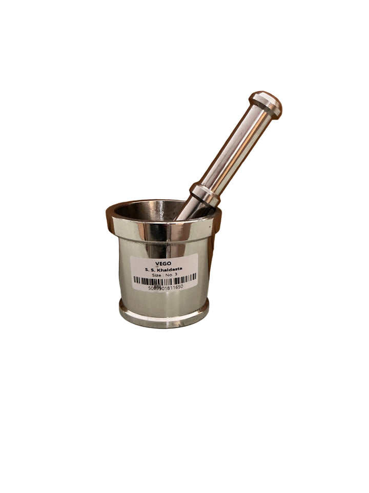 Vego Mortar &amp; Pestle Stainless Steel Khaldasta