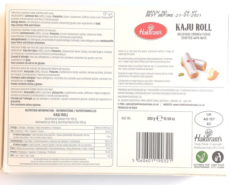Haldirams Kaju Roll 300g Indian