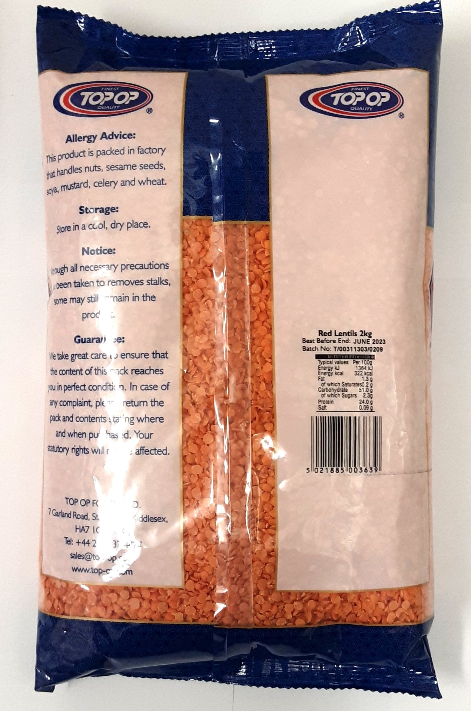 Top Op Lentils Masoor Dall Red 2kg - ExoticEstore