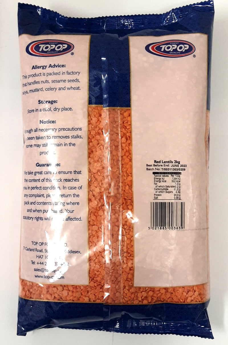 Top Op Masoor Dal Red Lentils 2kg