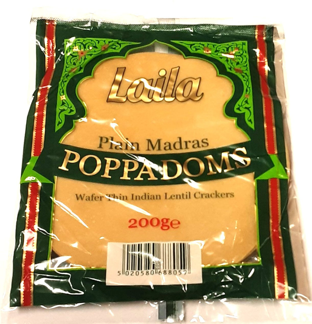 Laila Poppadoms Plain Madras 200g