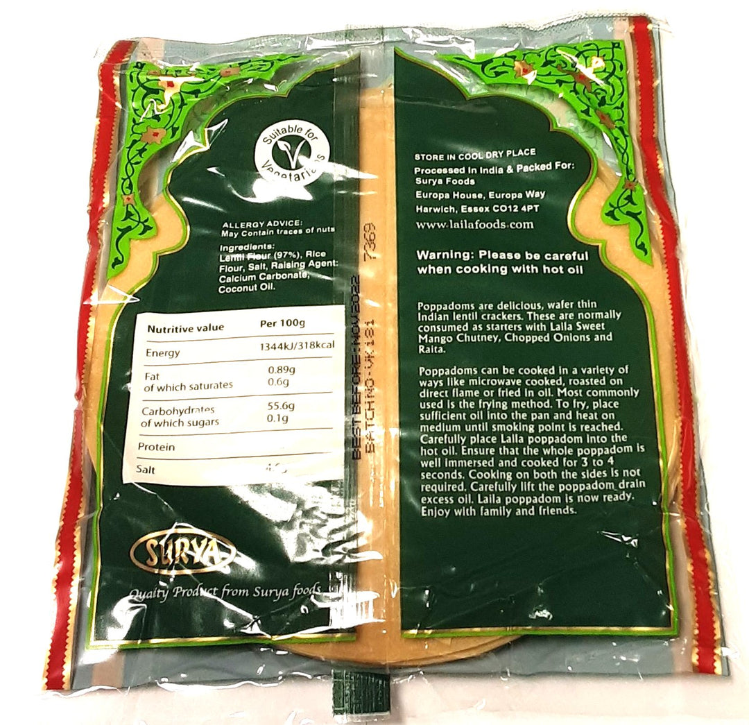 Laila Poppadoms Plain Madras 200g