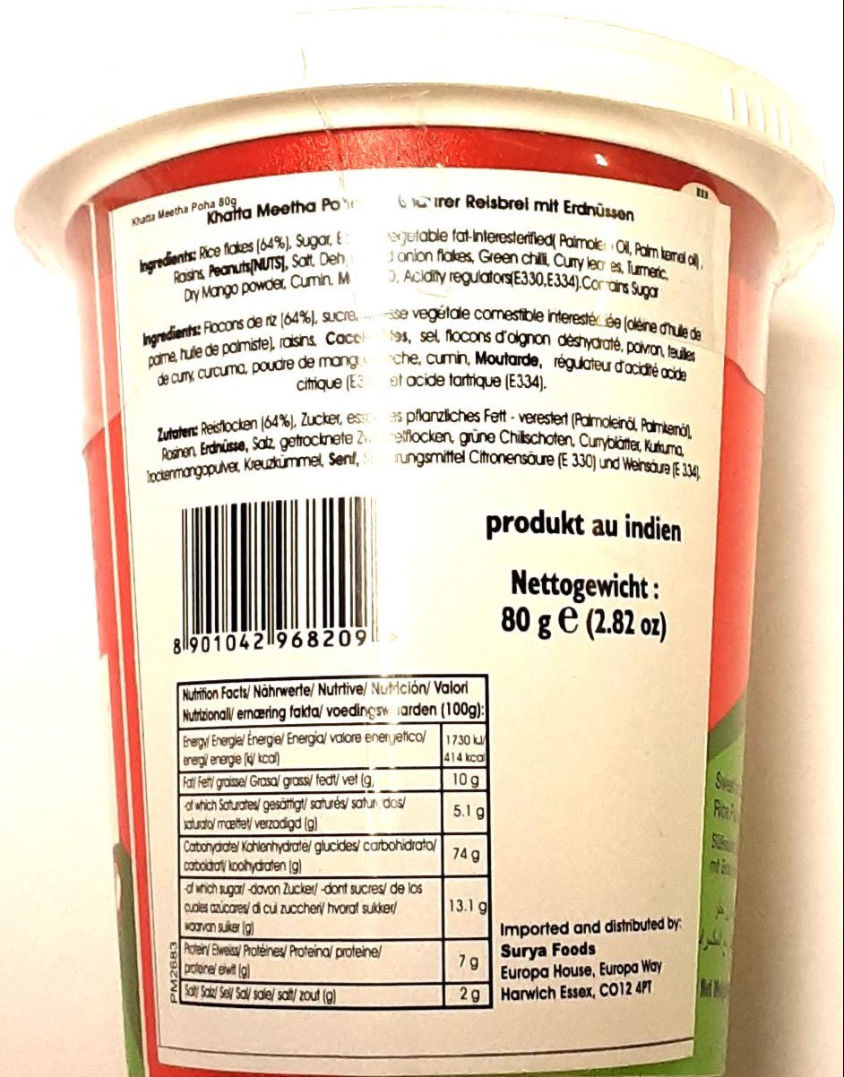 MTR Instant Khatta Meetha Poha Cup 80g