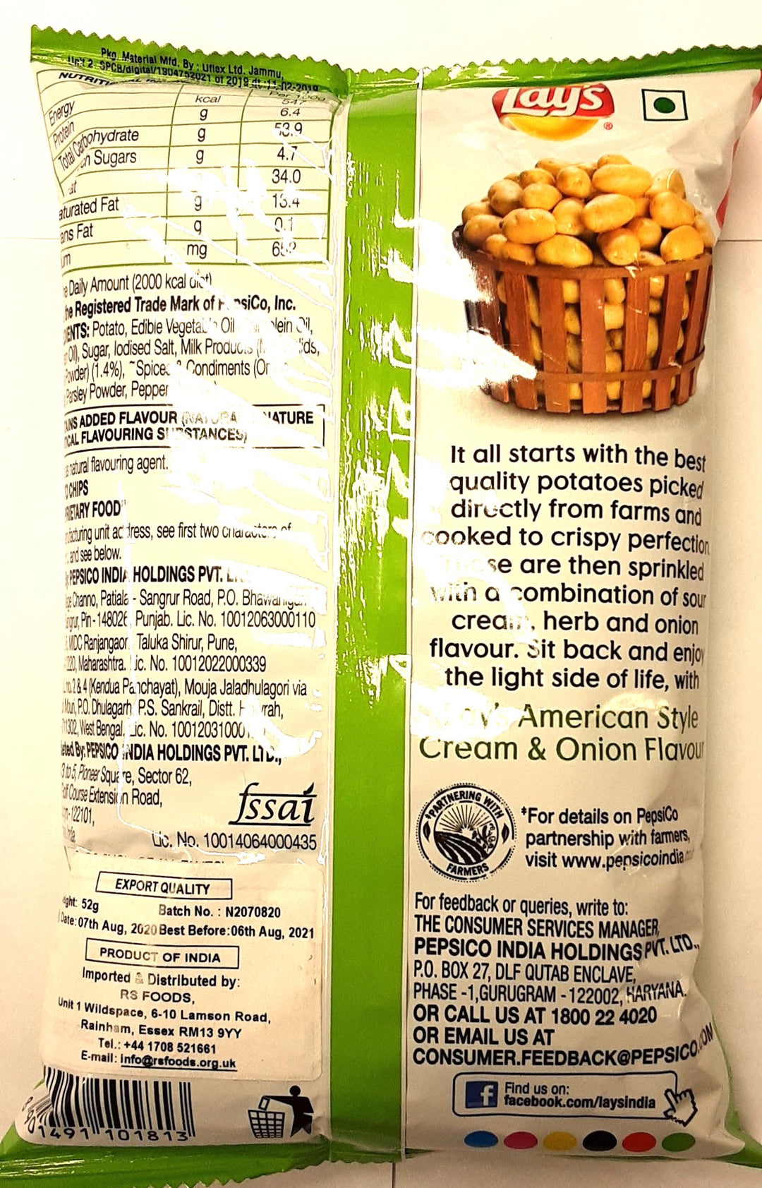 Lays American Style Cream & Onion 50g 2 For £1