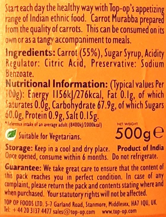 Top Op Murabba Carrot Preserve 500g