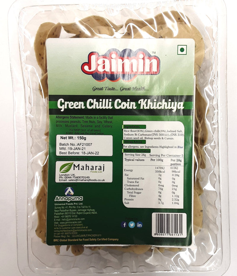 Jaimin Khichiya Coin Green Chilli 150g