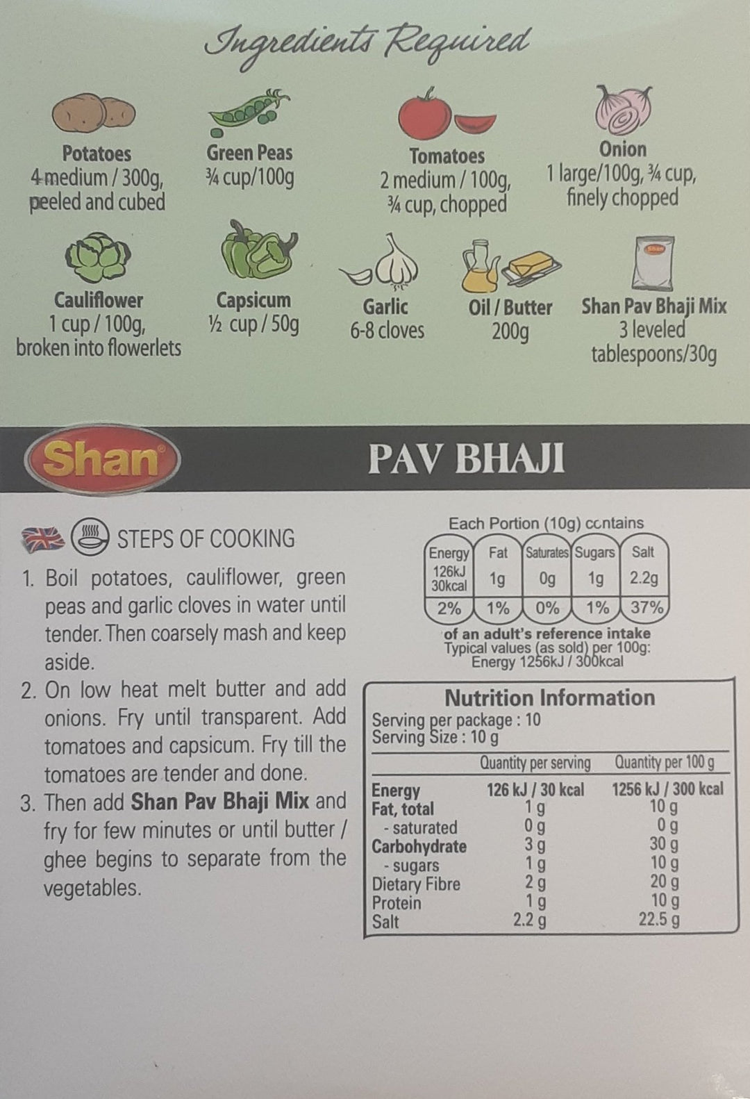 Shan Masala Pav Bhaji 100g Mix & Match Any 2 For £2.50