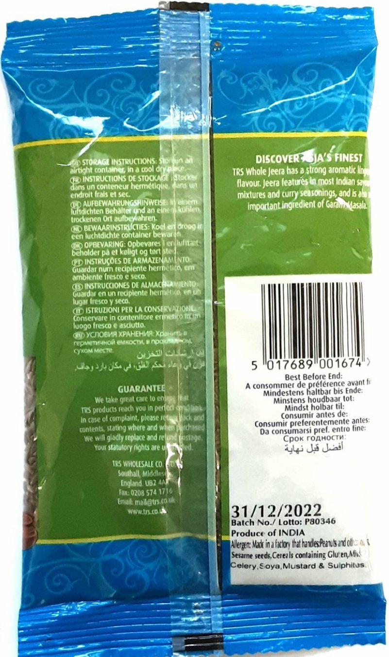 TRS Cumin Jeera Seeds Whole 100g