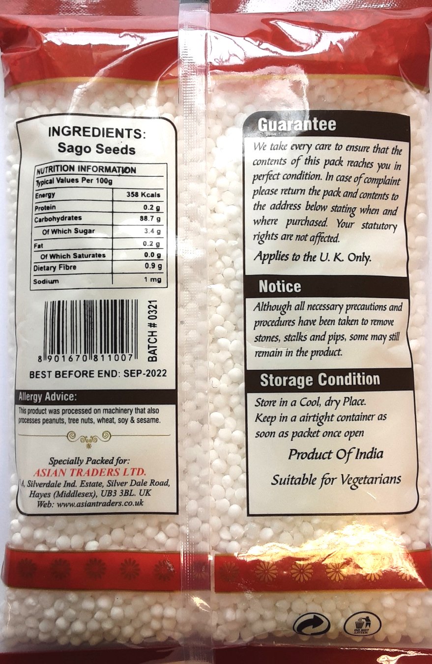 Saras Sabudana Sago Seeds 400g - ExoticEstore