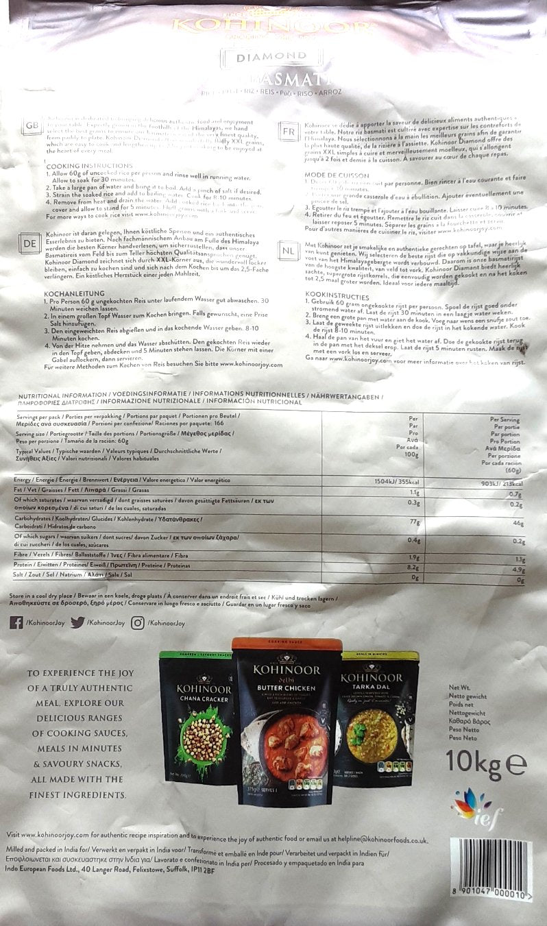 Kohinoor Rice Basmati Diamond XL 10kg