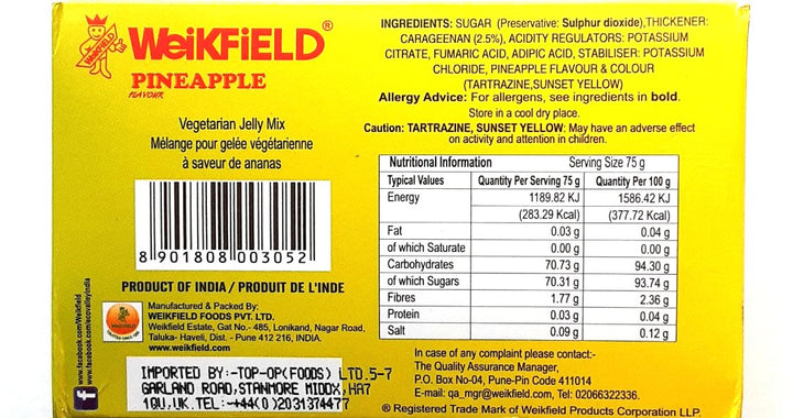 Weikfield Jelly Crystals Pineapple 100% Vegetarian 75g