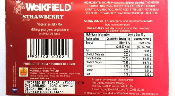 Weikfield Jelly Crystals Strawberry 100% Vegetarian 75g