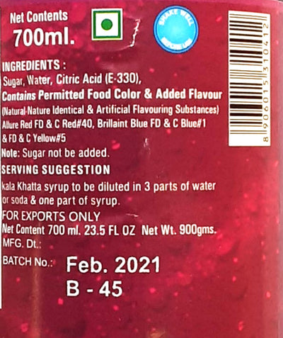 Kalverts Syrup Kala Khatta 700ml