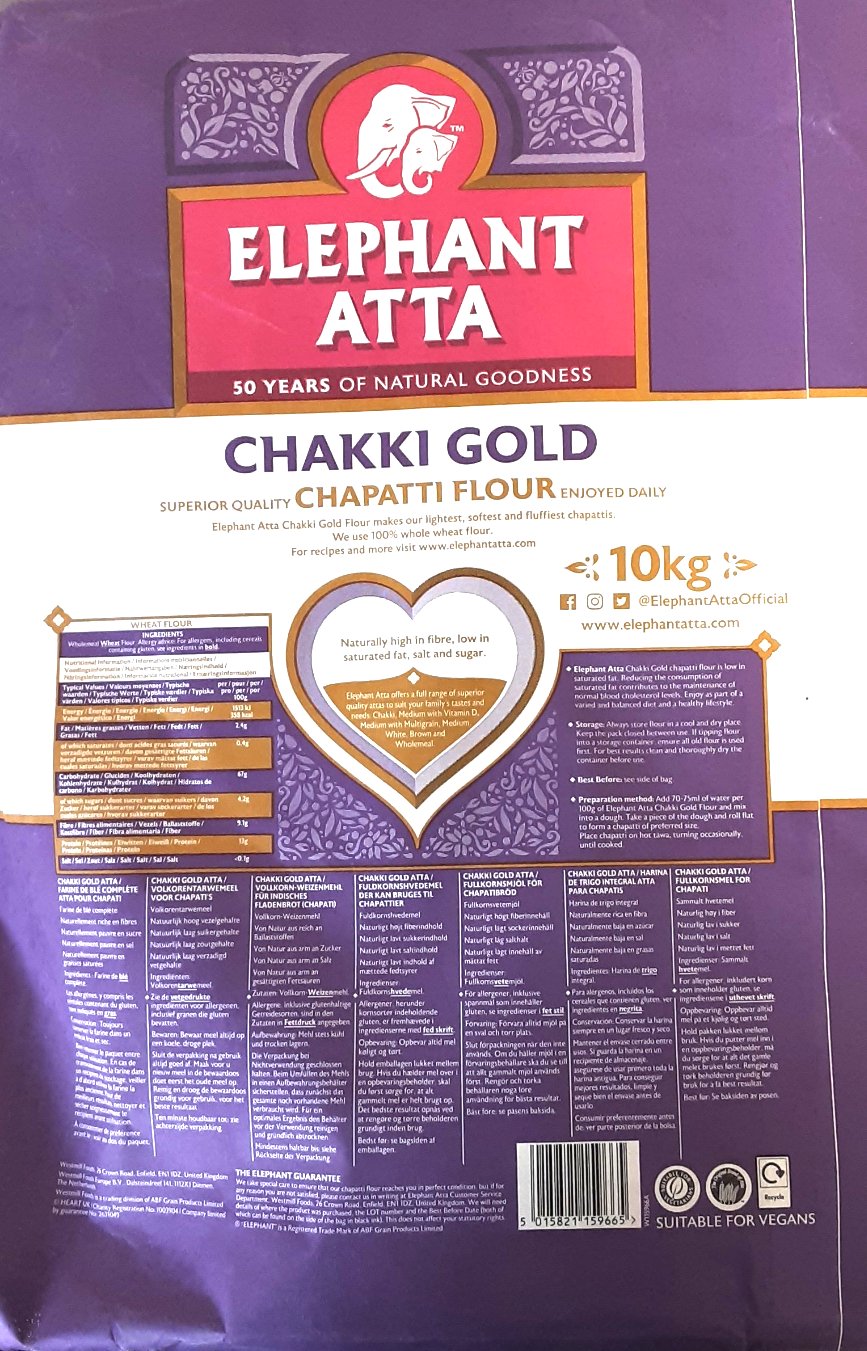 Elephant Chakki Gold Atta New Look 10kg - ExoticEstore