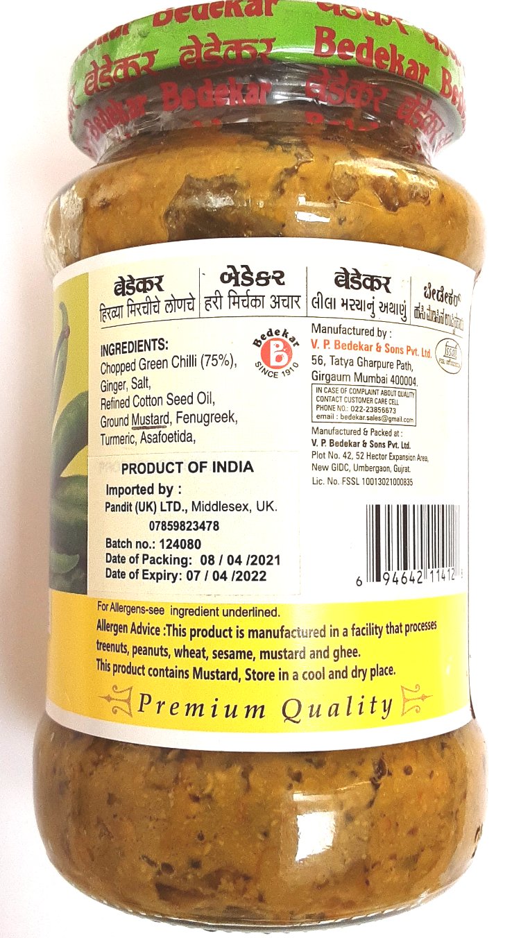 Bedekar Pickle Green Chilli 400g