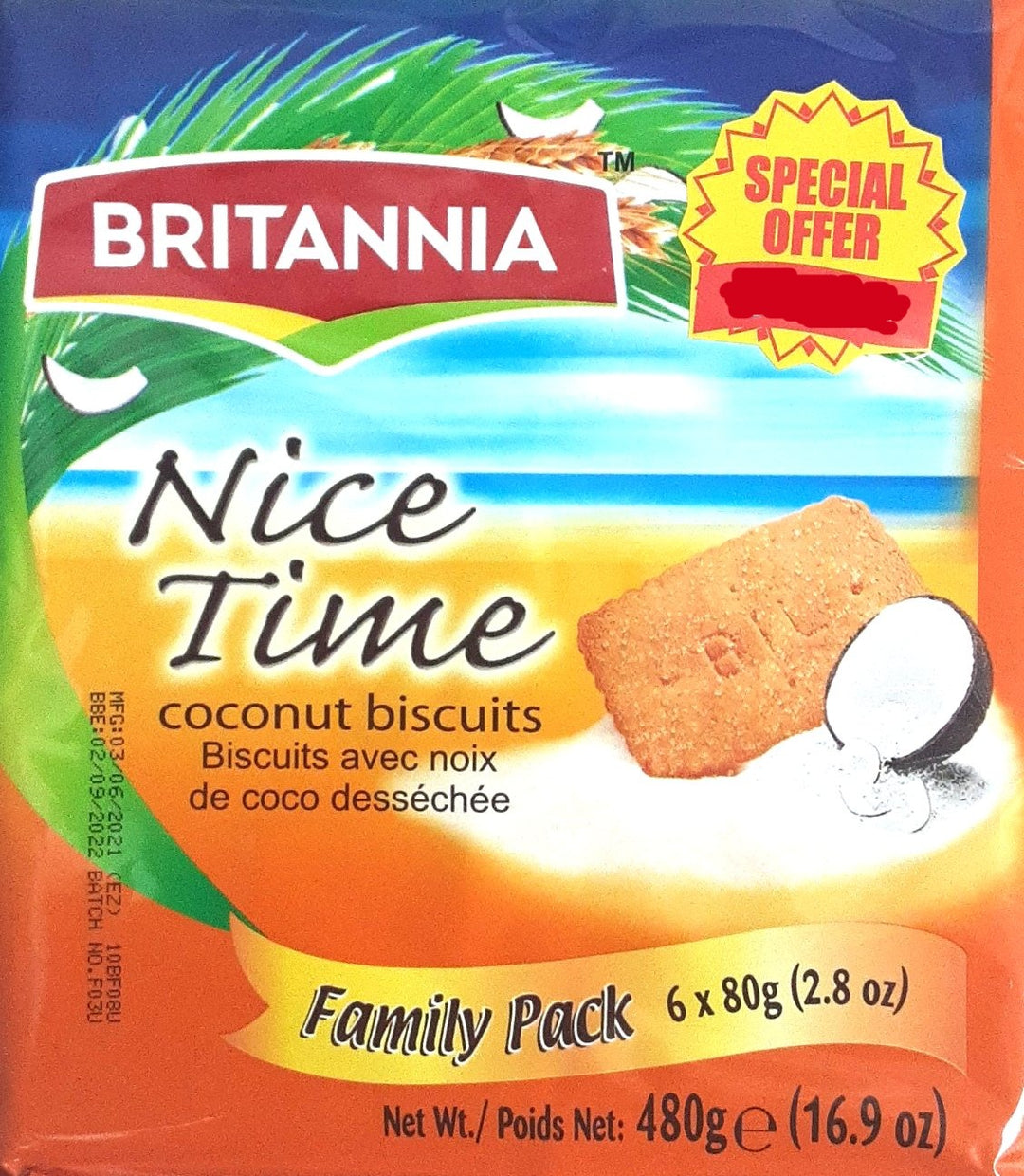Britannia Biscuits Nice Time Coconut 6x80g PM - ExoticEstore