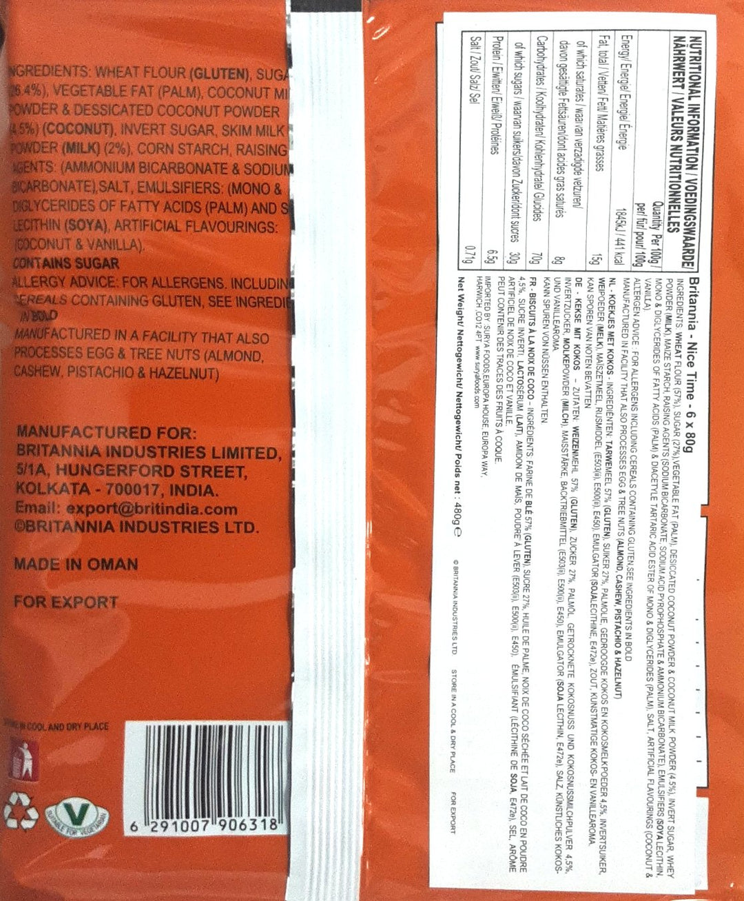 Britannia Biscuits Nice Time Coconut 6x80g PM - ExoticEstore