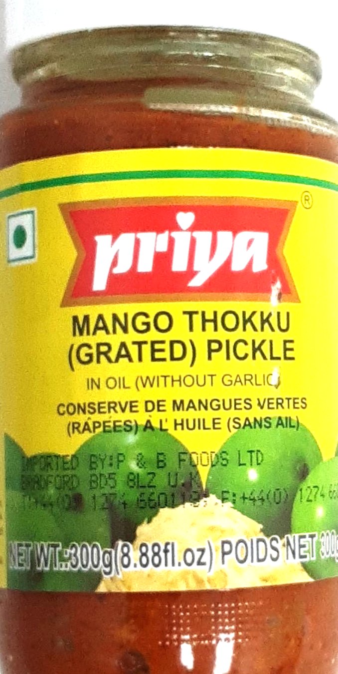 Priya Pickle Mango Thokku Grated In Oil Without Garlic 300g