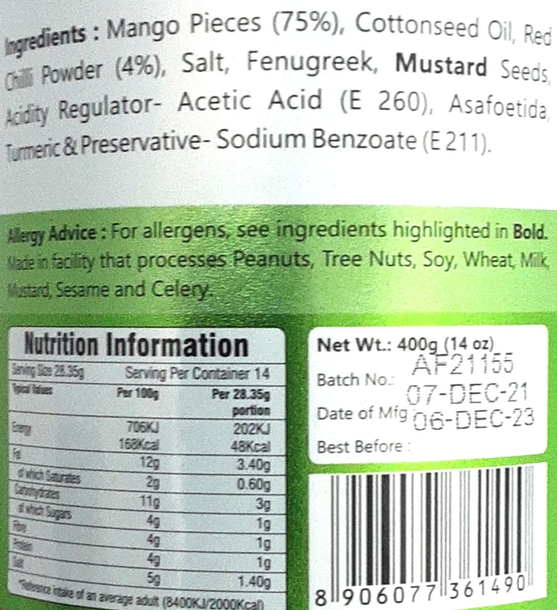 Jaimin Pickle Mango 400g - ExoticEstore