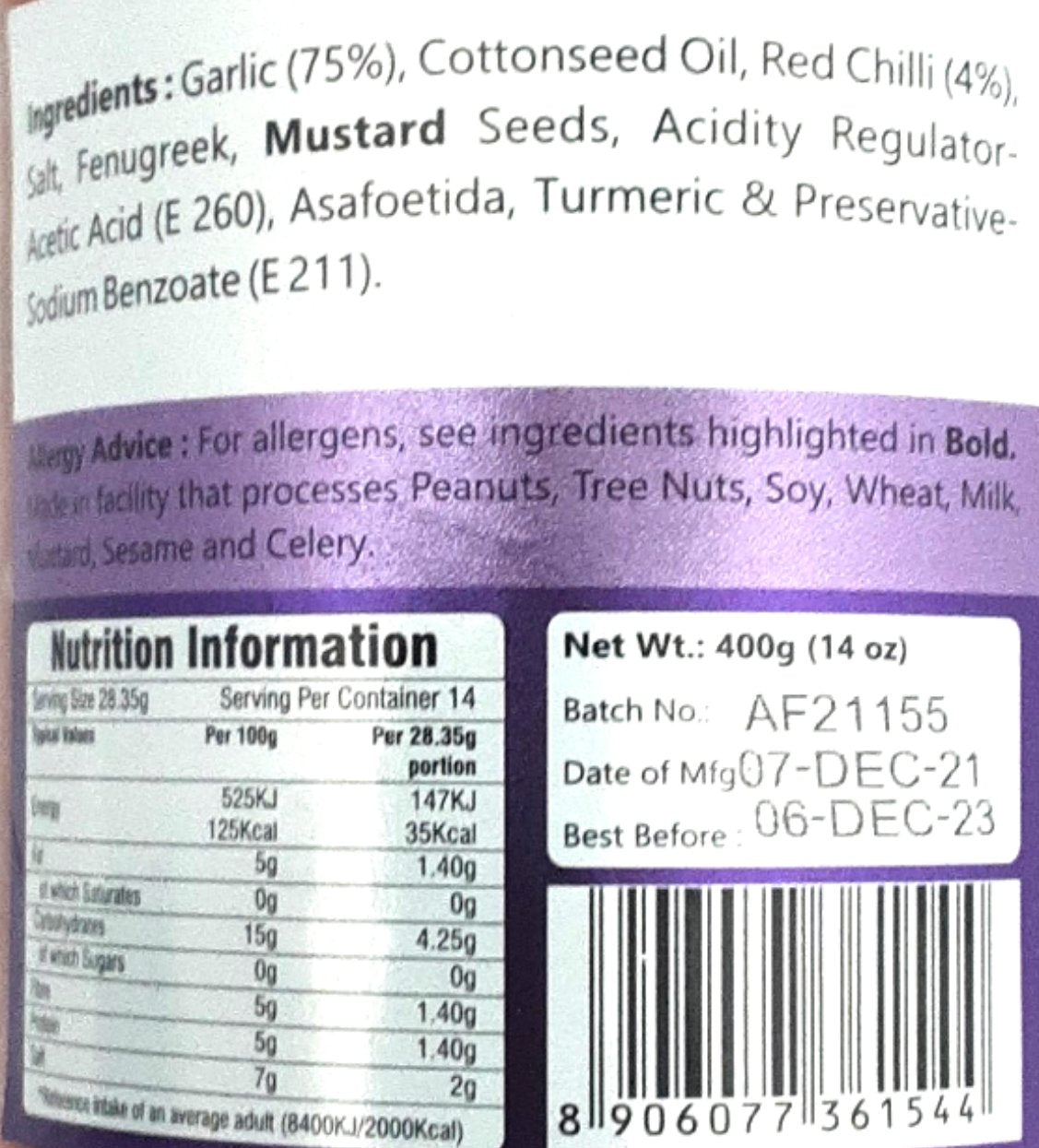 Jaimin Pickle Garlic 400g - ExoticEstore