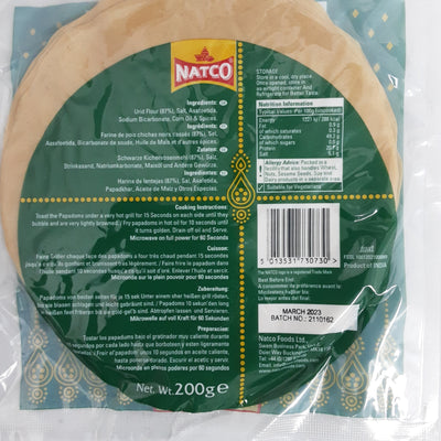 Natco Pappadums Plain 200g