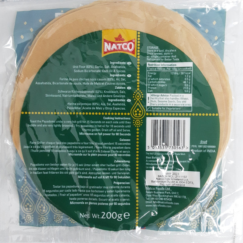 Natco Pappadums Garlic 200g