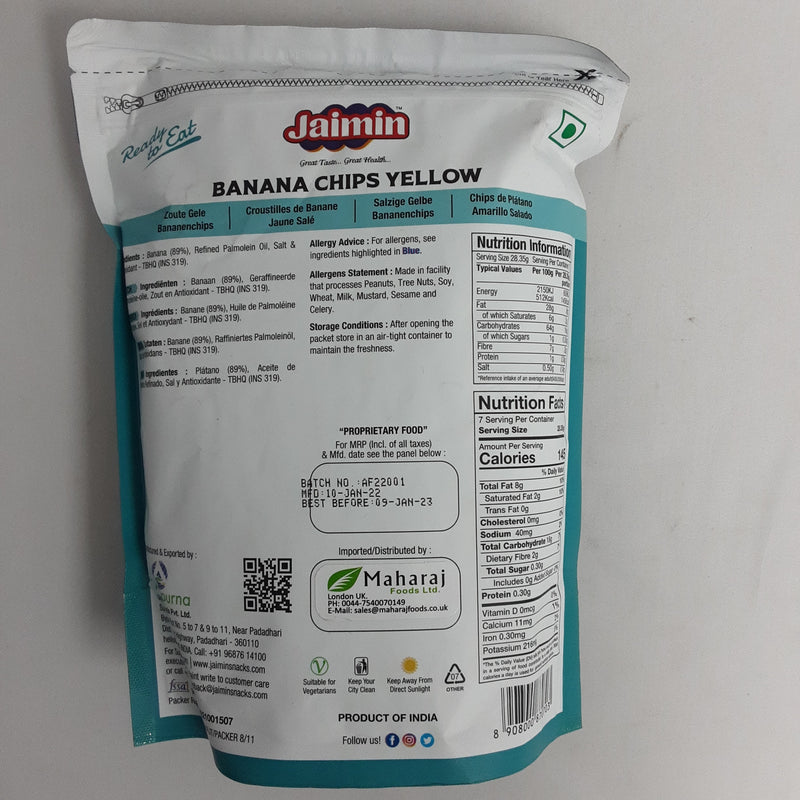 Jaimin Banana Chips Yellow 200g