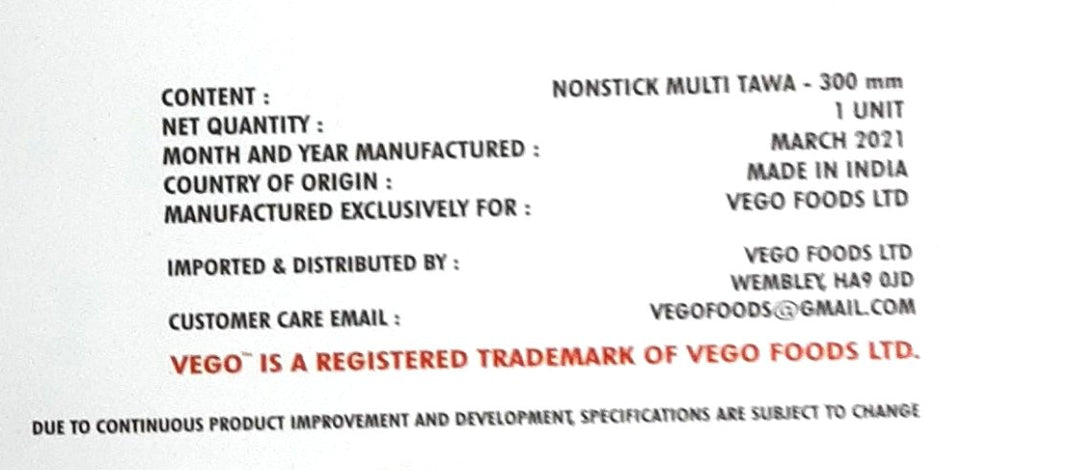 Vego Non Stick Tawa 30cm