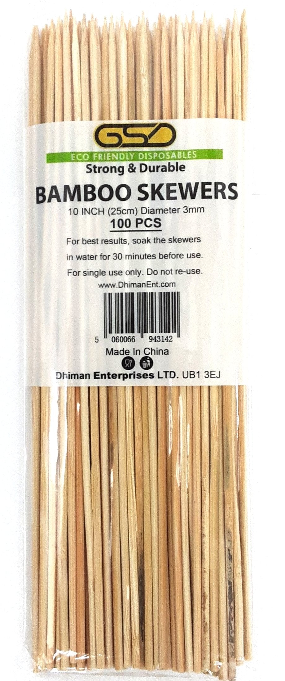 GSD Bamboo Skewers 10 inch 100Pcs
