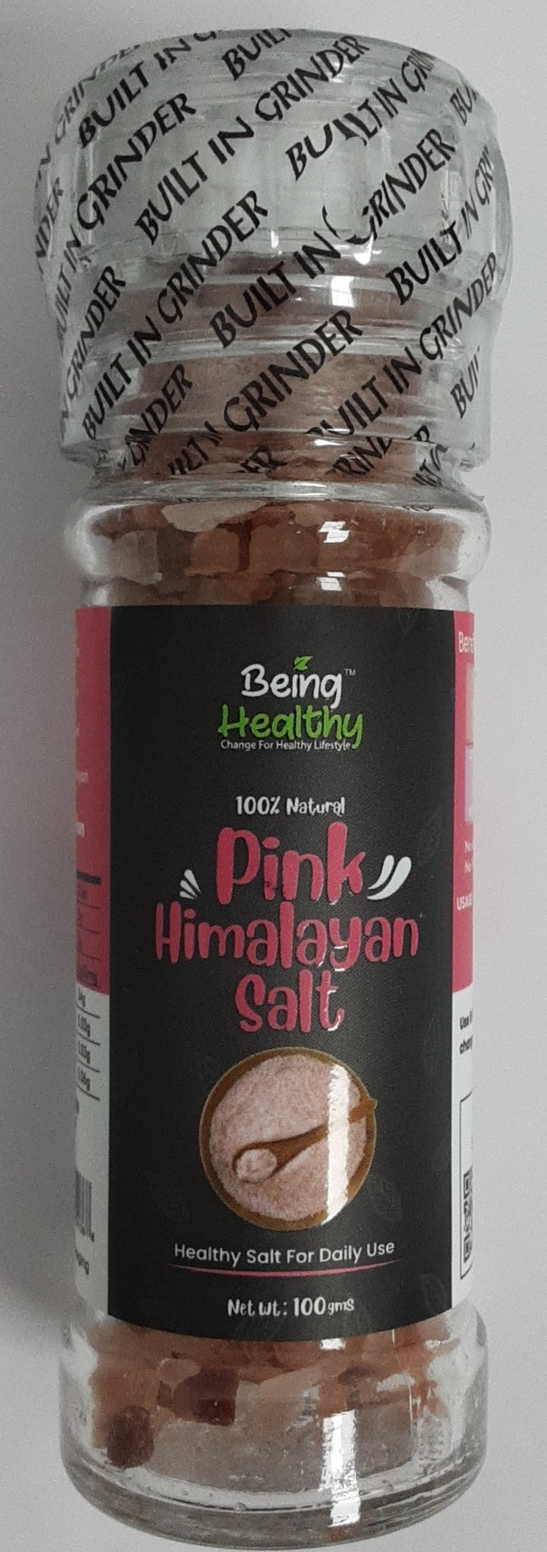 Being Healthy Pink Himalayan Salt Grinder 100g
