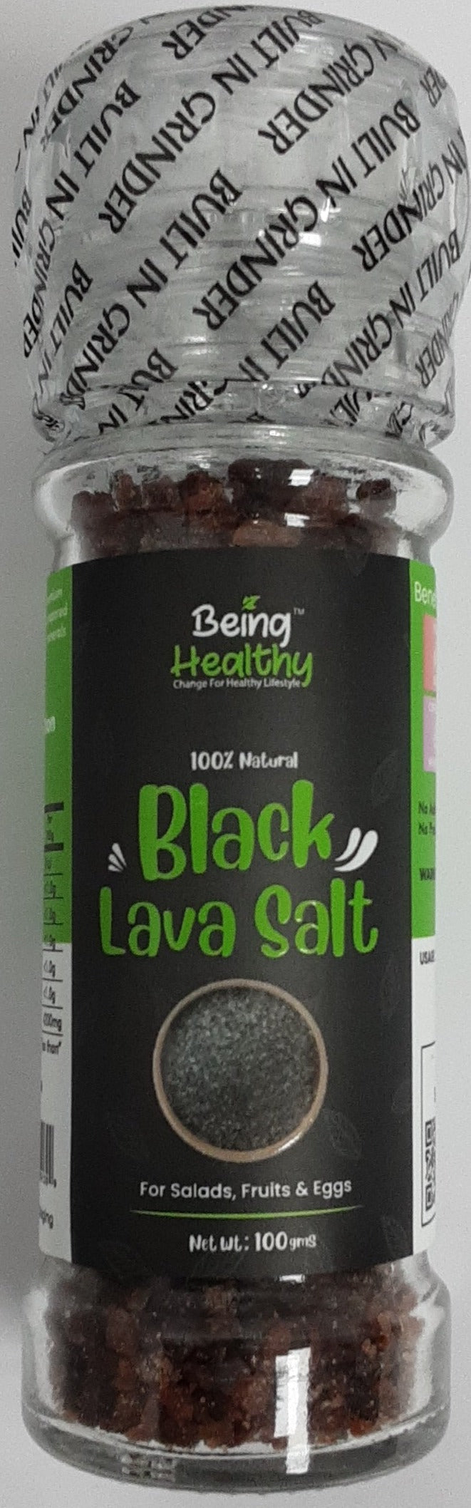 Being Healthy Black Lava Salt Grinder 100g