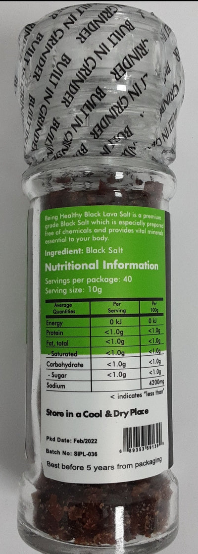 Being Healthy Black Lava Salt Grinder 100g