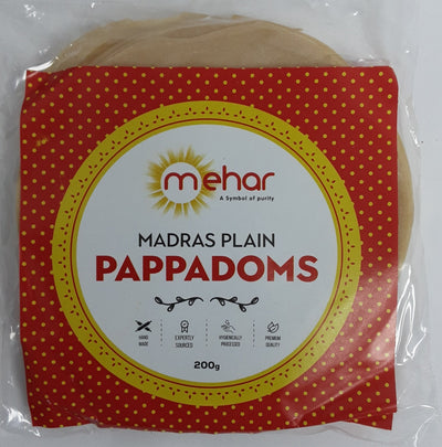 Mehar Madras Pappadoms Plain 200g