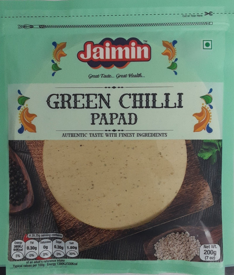 Jaimin Green Chilli Papad 200g