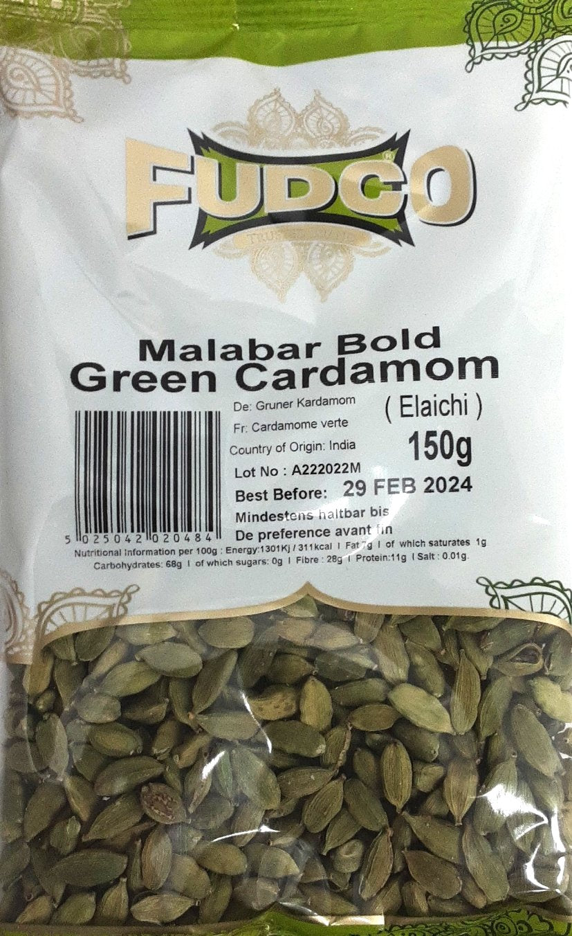 Fudco Cardamom Malabar Bold Green 150g - ExoticEstore