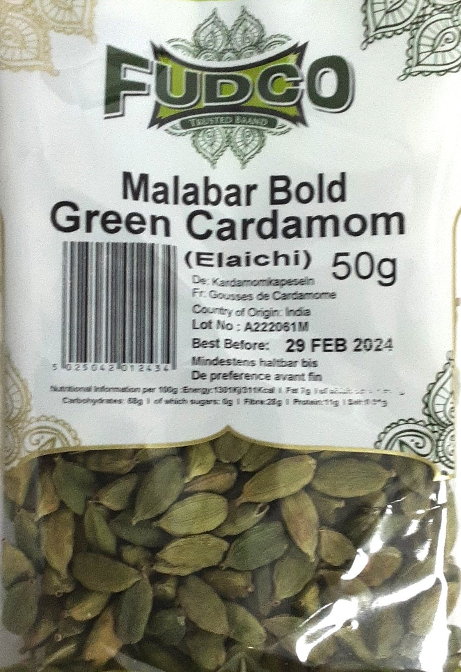 Fudco Cardamom Malabar Bold Green Elaichi 50g - ExoticEstore