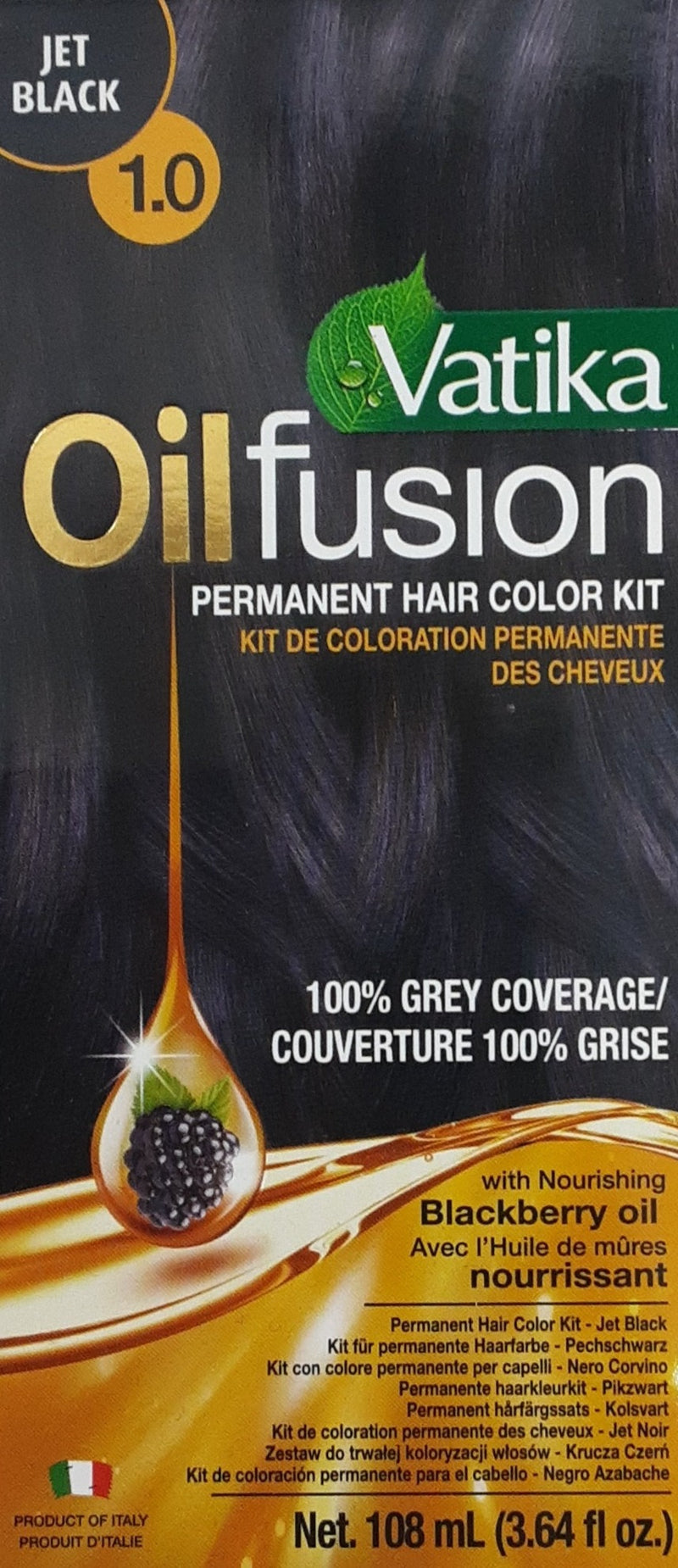 Vatika Oil Fusion Hair Color Kit Jet Black 108ml
