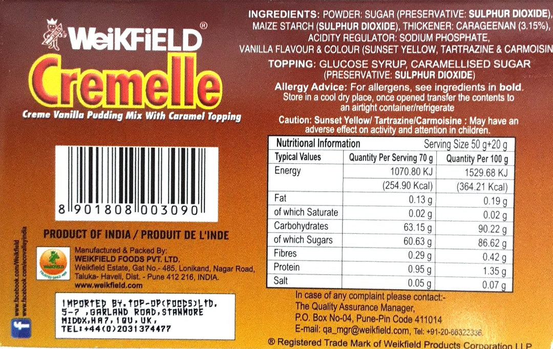 Weikfield Cremelle  Crem Vanilla Pudding 70g